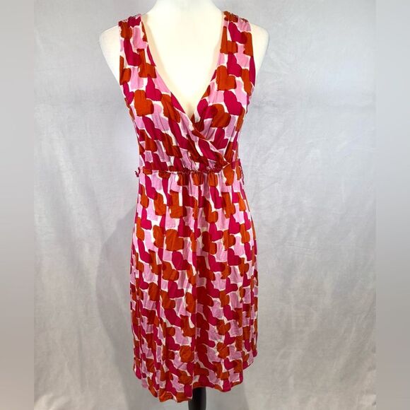 Boden super cute pink and orange heart print faux wrap dress size 8 - Picture 1 of 7
